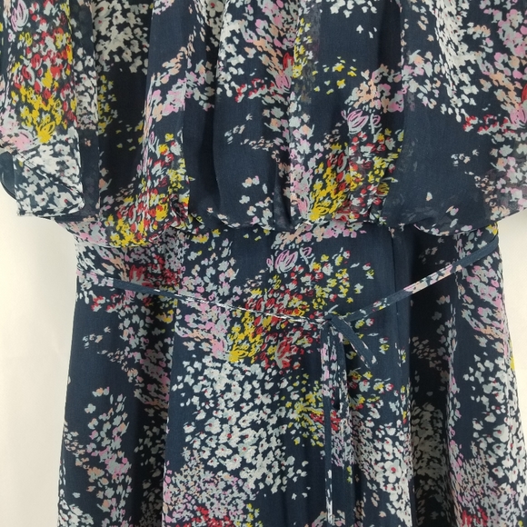 MODCLOTH Navy Floral Ruffled Midi Pocketed Dress - Picture 4 of 14